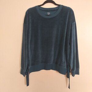 A.N.A A New Approach Women’s Legion Blue Tie-Hem Velour Sweatshirt Medium